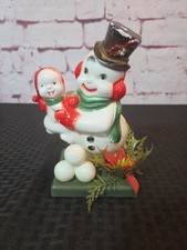 Vintage Blow Mold Plastic Christmas Snowman Snowbaby Florabelle Hong Kong MCM picture