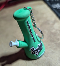 Smokey Joes Advertising Plastic Keychain Detachable Keyring Green/White Pipe picture