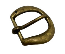 Solid Brass D-Loop Belt Buckle Utility Stamped Anchor Hallmark Traditional Vtg picture