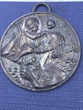 Vtg Mexican Sterling Silver Christopher patron of safety travel protection medal picture
