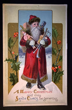 Long Robe Santa Claus  with Toys~Doll~Antique c.1910 ~Christmas Postcard-s520 picture