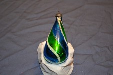 Vintage Candy Stripe Teardrop Glass Christmas Ornament poland? picture