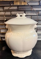 Antique Hall China Co Chamber Pot Slop Jar Combinet Lid Bail Handle c1905 picture