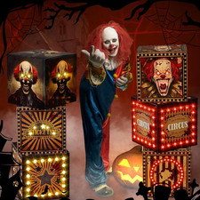 6 Pcs Large Halloween Creepy Carnival Decorations with Light Circus Clown Favors picture