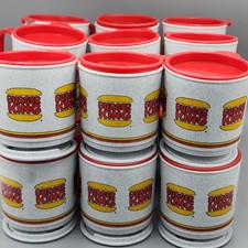 Vintage 80s Burger King Plastic Travel Coffee Mug Lot of 18 with Lids & Saucers picture