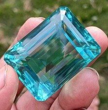 100 Carat Flawless Sky Blue Aquamarine Emerald Cut Certified Loose Gemstone picture