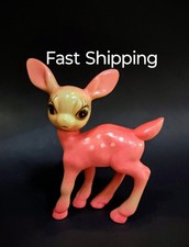 Rare Hot Pink Vinyl Swivel Head Deer Doe Figurine Retro 50s Christmas Hong Kong picture