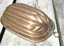 FANTASTIC RARE LARGE ANTIQUE PUMPKIN SQUASH GOURD HANDMADE FRENCH COPPER MOLD picture