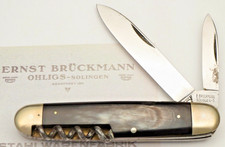 Antique BRUCKMANN SOLINGEN Bartender’s Knife Horn Handles Nice Unused N Mint picture
