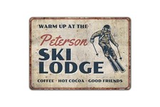 Warm Up At Ski Lodge Ski Lover Gift Tin Metal Signs Home Décor 8x12 picture