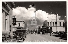 Silver City NM New Mexico Bullard St Old Cars Cline c1940 RPPC Postcard COPY picture