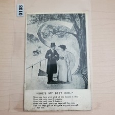 Antique 1900s Shes My Best Girl Romantic Illustrated Song Lyric Postcard picture