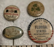 RARE VINTAGE CHICAGO ILLINOIS CELLULOID PINBACK LOT Marshall Field Saloon W&H... picture