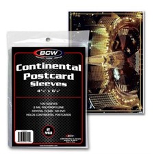 Pack / 100 BCW Continental Postcard Soft Poly Sleeves 4 3/8x6 archival protector picture