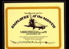 1983 Employee Award Rockwell International Shuttle Orbiter Division Signed picture