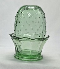 2003 THT Green Glass Fairy Light Tender Heart Treasures Lamp Hobnail/Dot READ picture