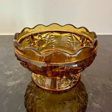 Vintage Indiana Amber Glass Stars And Bars Fairy Lamp Bottom / Base Only picture