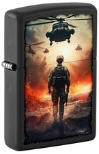 Zippo Lighter: Soldier and Helicopters - Black Matte 81683 picture