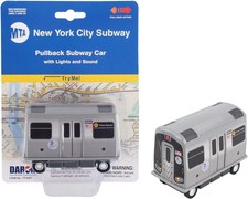 Daron MTA Subway Pullback Toy w/ Light & Sound TT3501 Grey Small, picture