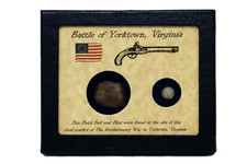 Authentic Revolutionary War Era Pistol Ball & Flint with Display Case and COA picture
