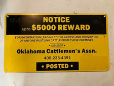 MEMBER OKLAHOMA CATTLEMEN'S ASSOCIATION POSTED SIGN ORIGINAL AUTHENTIC picture