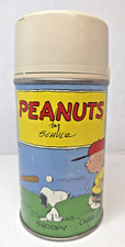 Vintage 1959 Peanuts by Schulz Baseball Lunchbox Thermos Bottle picture