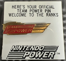 Nintendo Power Magazine Official Team Power Pin Members Red and gold color picture