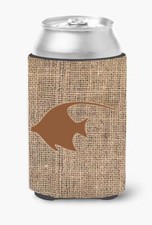 Angel Fish Burlap and Faux Brown BB1019 Can or Bottle Hugger BB1019-BL-BN-CC picture