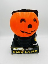 Vintage Blinky Blow Mold Pumpkin Electric Glow Lamp Lighted Halloween Decoration picture