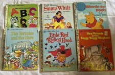 Lot 6 Vintage Little Golden Books Disney Pooh Snow White ABC Saggy picture