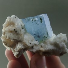69g Natural Aquamarine On Matrix Crystal Mineral Specimen From Skardu Pakistan  picture