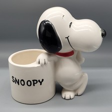 Vintage Ceramic Snoopy Peanuts Planter Pen Holder Schulz Made in Japan 7