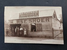 c.1907 antique BLACKSMITH SHOP A.C. PURCHASE COACH BUILDER australia RPPC PHOTO picture