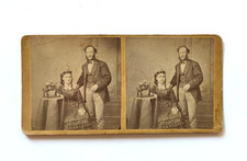 Victorian Couple Studio Portrait Antique Stereoview 19th Century picture