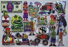 16 VTG Alien Vending Machine Stickers, 90'S Psychedelic, SCI-FI UFO, Funny Meme picture