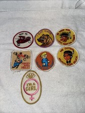 Vintage 1970's 1980's 7 PATCH LOT Funny Novelty SEW-ON Embroidered picture