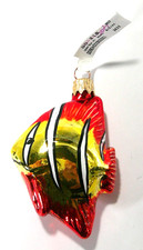 Hallmark ANGEL FISH Glass Ornament Made in Poland 3.5 Inches Tall Bright Colors picture