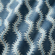 Linwood Wavy Fern Linen Print Fabric- Helter Skelter Adriatic REMNANT 22