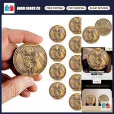 10Pc Archangel Saint Michael Coins - Antique Gold Prayer Tokens - Christian Coll picture