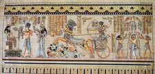 Ramses II Egyptian Battle Papyrus – 4 ft x 2 ft  – Hand-Painted Temple Scene picture