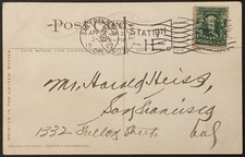 1909 Salem Oregon Steel Bridge Postcard Perfin Stamp Double Cancel CA & OR picture