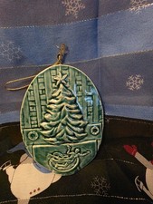 DENISE DELONG SIGNED CERAMIC TILE CHRISTMAS ORNAMENT 4 inches high picture