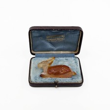 Antique Imperial Russian Agate Hare Miniature Hand Carved Jeweled Eyes Boxed picture