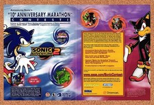 2001 Sonic Adventure 2 Sonic 10th Anniversary Contest Original Ad / Promo v2 picture