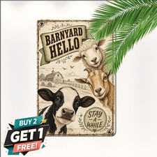 Hay Girl Cow Face Close Up Farmhouse Wall Art Plaque Retro Metal Tin Sign 8x12 picture
