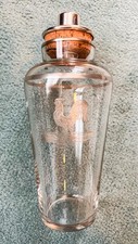 RARE JAMES DIXON  1924 ETCHED CRYSTAL & SILVER TRIMMED COCKEREL COCKTAIL SHAKER picture
