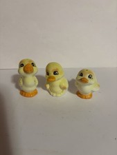 Adorable Vintage Yellow DUCKS Salt & Pepper Shaker Set & Toothpick Holder CUTE picture