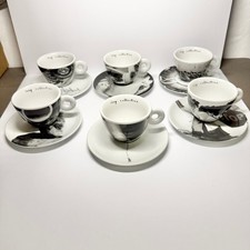 Illy Collection 1999 Espresso Cups & Saucers Set 6 Black & White Art Mitterteich picture