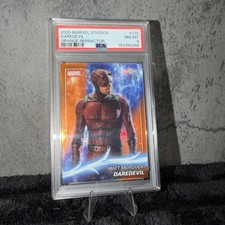 Topps 2025 Marvel Studios Daredevil Orange Refractor #175 25/25 PSA 8 OMEGA picture
