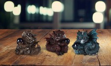 3-PC Dragon Figurine Set Orange, Red, and Blue Dragon Baby 3.75